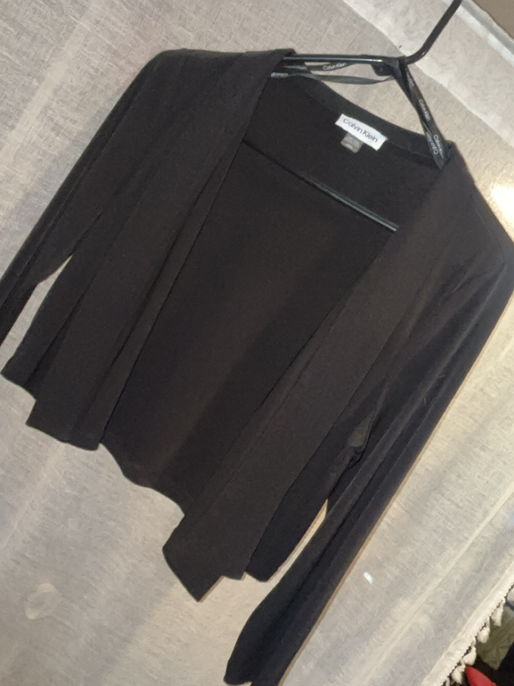 Calvin Klein Black Open-Front Lightweight Blazer Cardigan